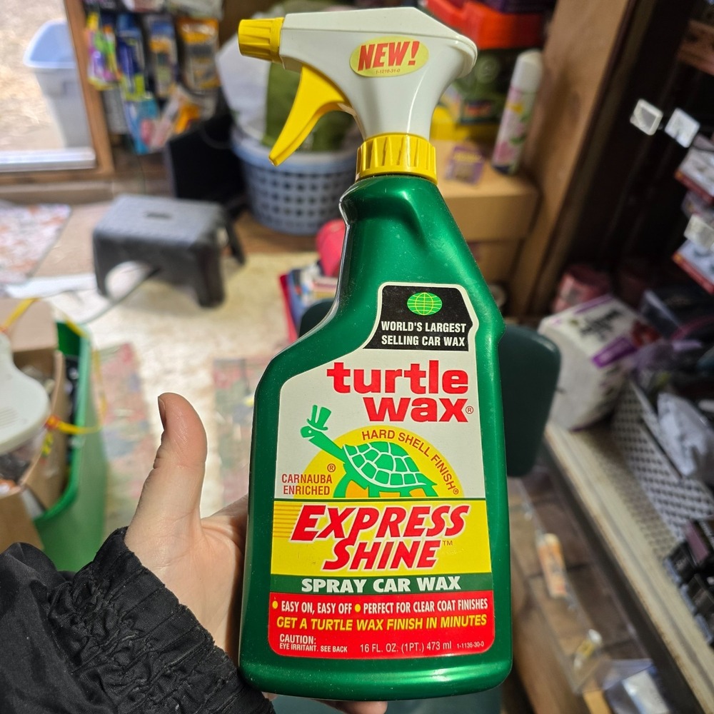 2 Vintage Turtle Wax Express Shine Spray Car Wax Carnauba Blend 16 Oz 3/4 Full
